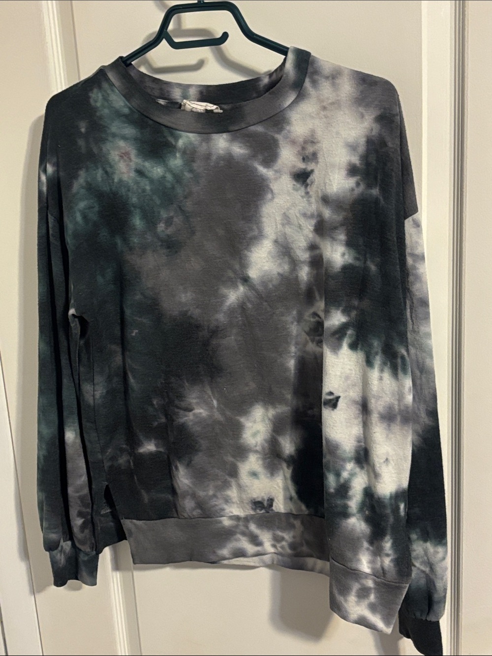 For The Republic Black, Gray & White Tie-Dye Crewneck